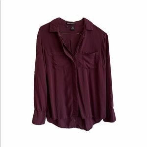 Aubergine Eggplant Color Sandra Ingrish Button Down Top, side S.